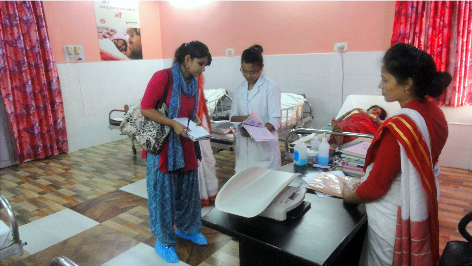 Field research in hospital maternity ward with nurses