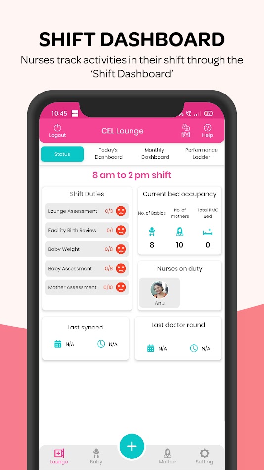 Shift dashboard for nurses