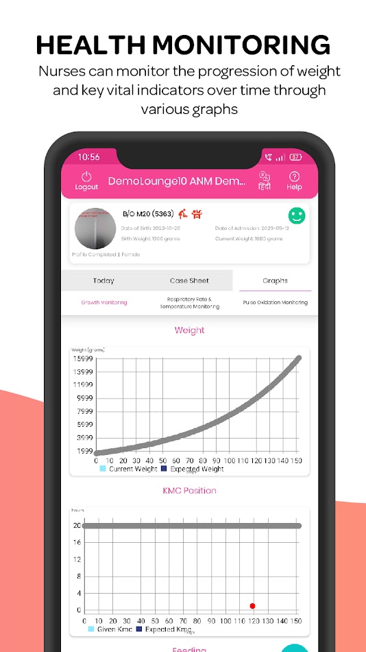 Health monitoring — weight and vitals graphs