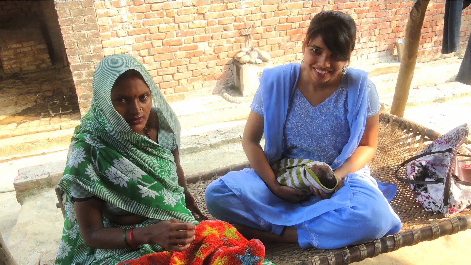 Field research with mother and newborn in community, Uttar Pradesh